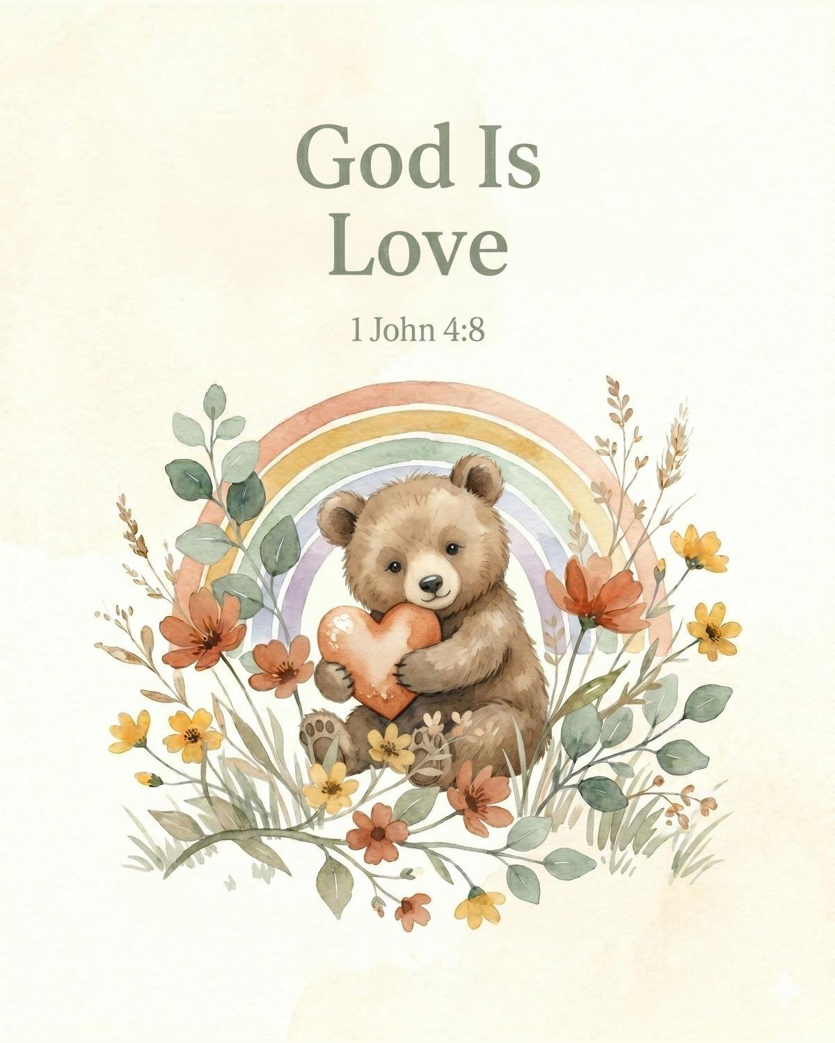Christian Bible Verse Posters Set, Boho Watercolor Animals, Kids Nursery Wall Art (Instant Download) — image 5