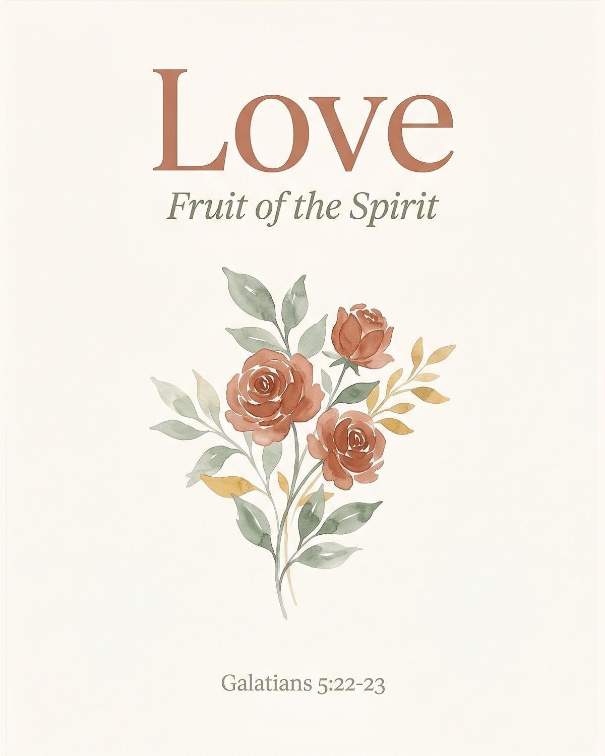 Fruits of the Spirit Wall Art Set, Christian Watercolor Scripture Prints (Instant Download) — image 2