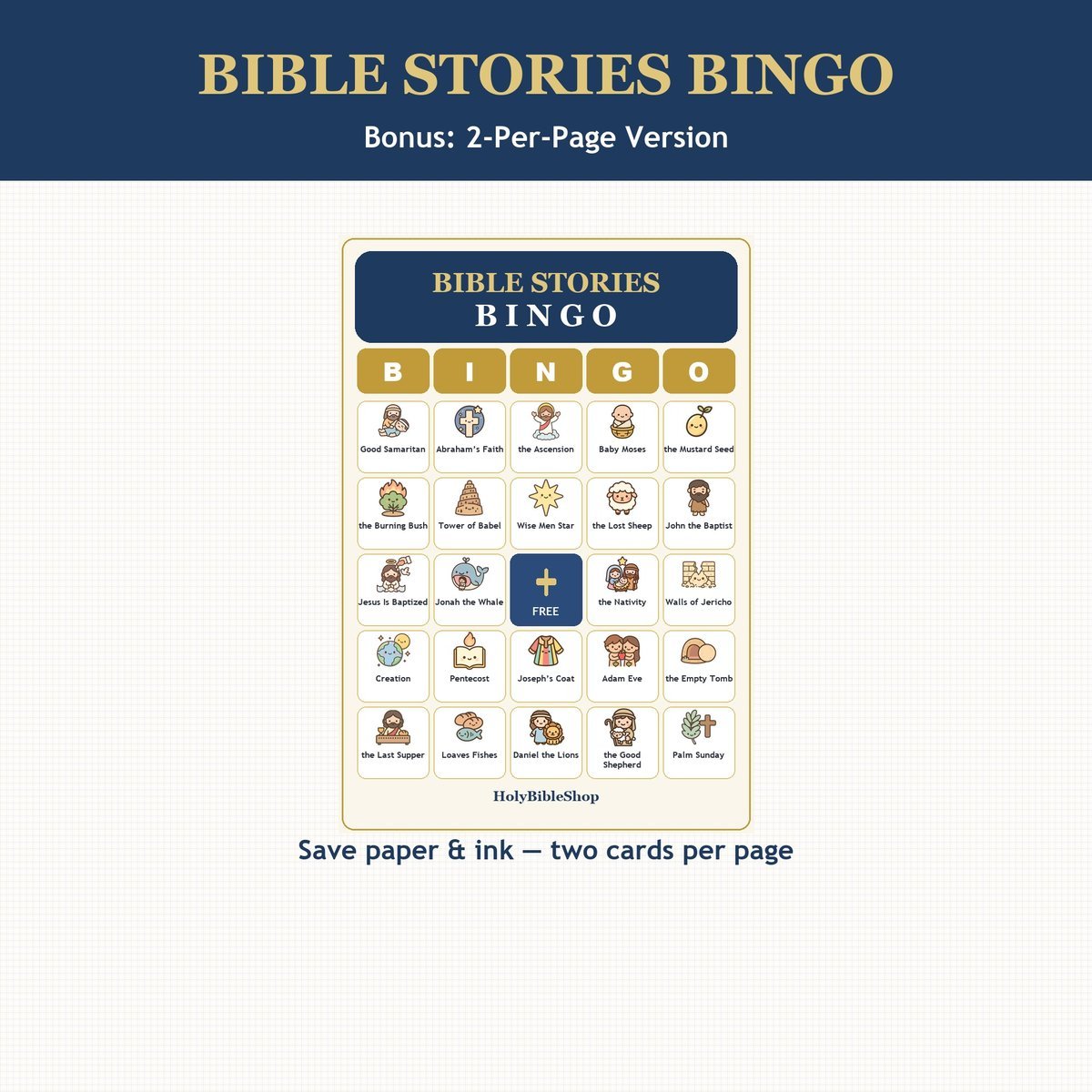 Bible Stories Bingo, 60 Printable Bible Bingo Cards, Sunday School Game, Bible Activity for Kids, Christian Game, VBS & Kids Church Game — image 6