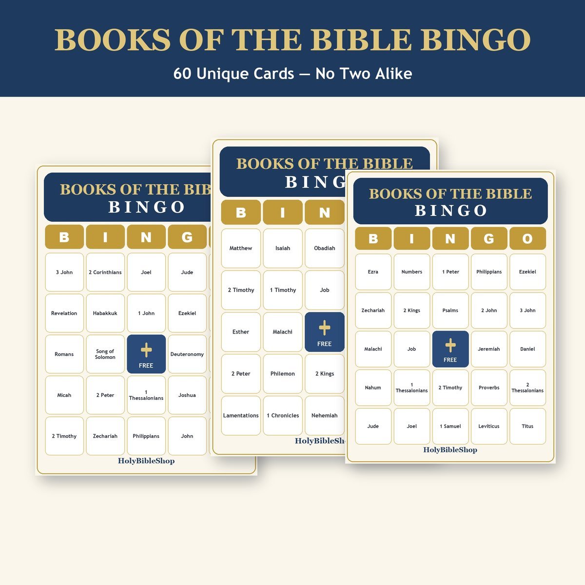 Books of the Bible Bingo, 60 Cards, 66 Books Bible Game, Sunday School, Bible Activity for Kids, Christian Homeschool, VBS Church Game — image 4