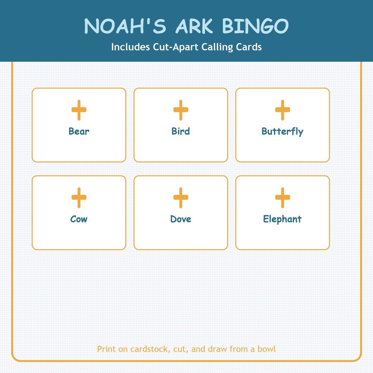 Noah's Ark Bingo, 60 Printable Bible Cards, Sunday School Game, Bible Activity for Kids, VBS Game, Christian Animal Bingo, Kids Church Game — image 7