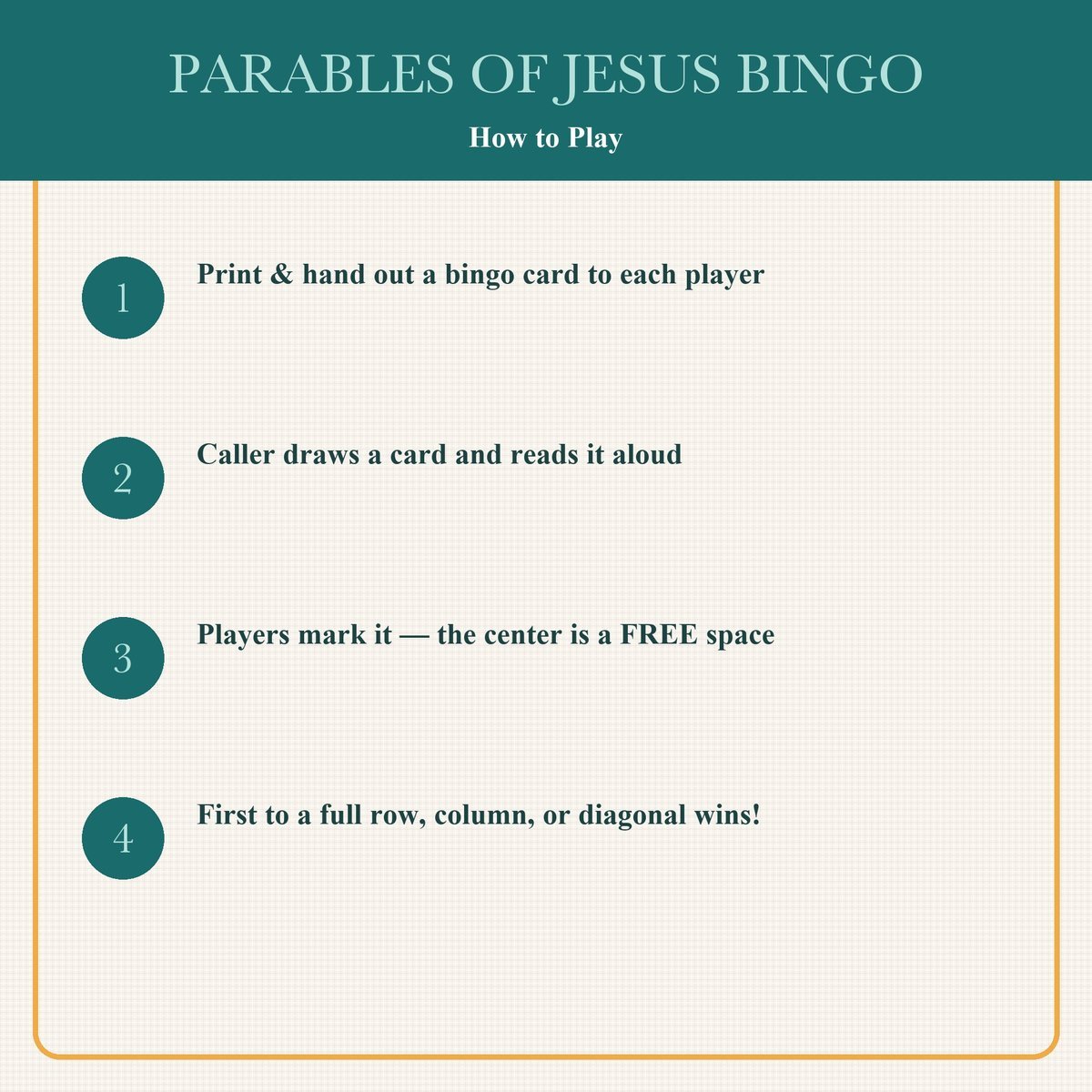 Parables of Jesus Bingo, 60 Printable Christian Cards, Bible Parable Game, Sunday School Activity, Kids Bible Game, Scripture Study — image 3