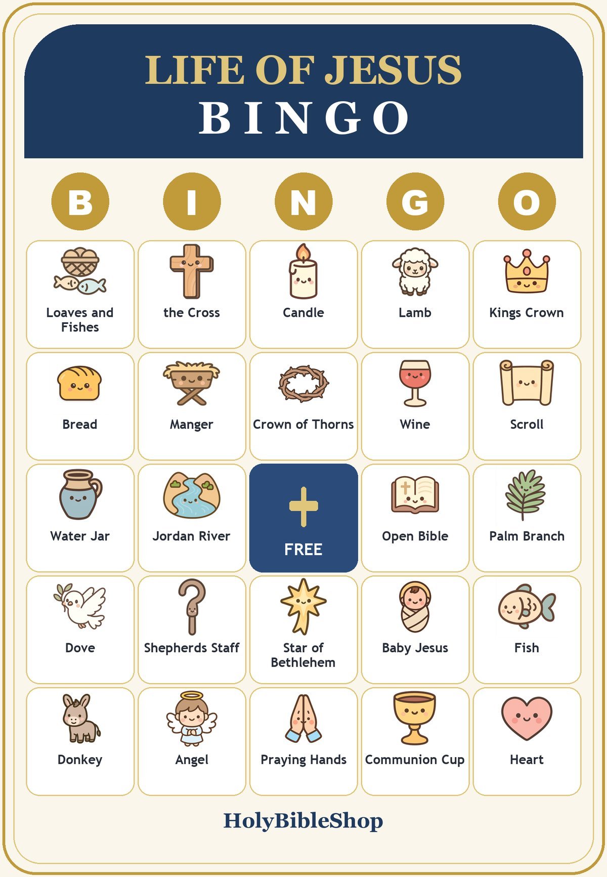 Life of Jesus Bingo, 60 Printable Christian Cards, Bible Story Game, Sunday School Activity, Kids Bible Game, Christmas Easter Lesson
