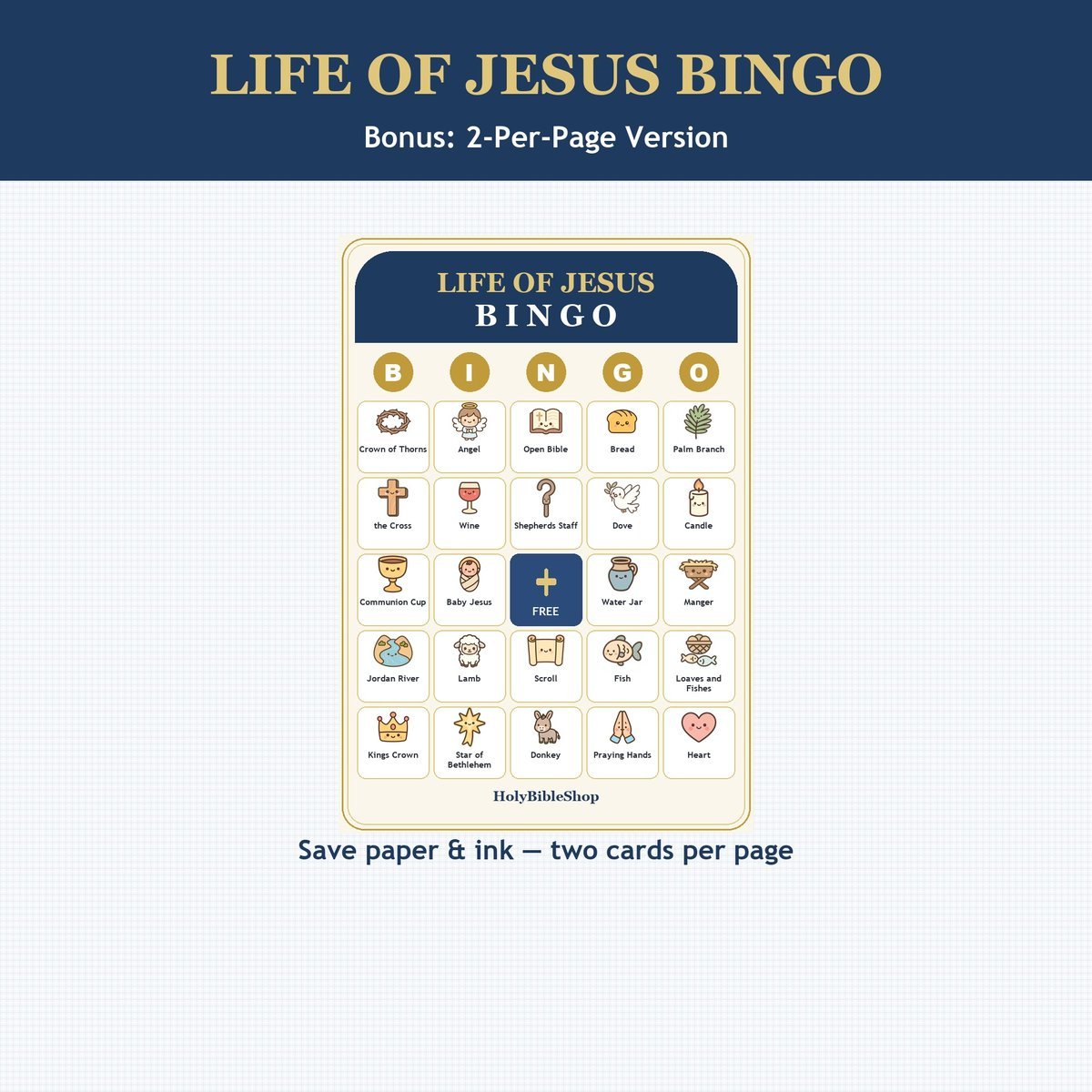 Life of Jesus Bingo, 60 Printable Christian Cards, Bible Story Game, Sunday School Activity, Kids Bible Game, Christmas Easter Lesson — image 6