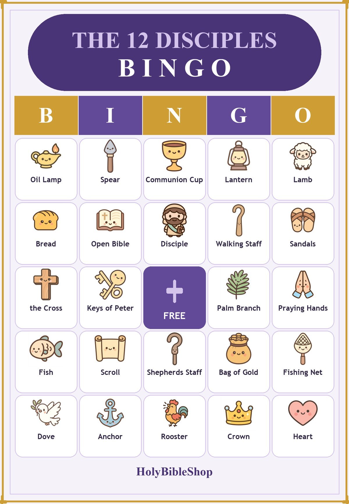 The 12 Disciples Bingo, 60 Printable Christian Cards, Bible Apostles Game, Sunday School Activity, Kids Bible Game, Scripture Study