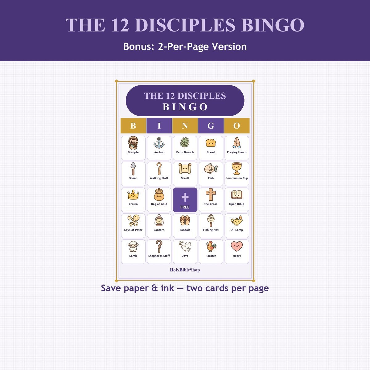 The 12 Disciples Bingo, 60 Printable Christian Cards, Bible Apostles Game, Sunday School Activity, Kids Bible Game, Scripture Study — image 6