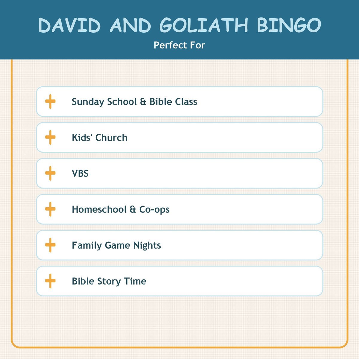 David and Goliath Bingo, 60 Printable Christian Cards, Bible Story Game, Sunday School Activity, Kids Bible Game, Scripture Study — image 5