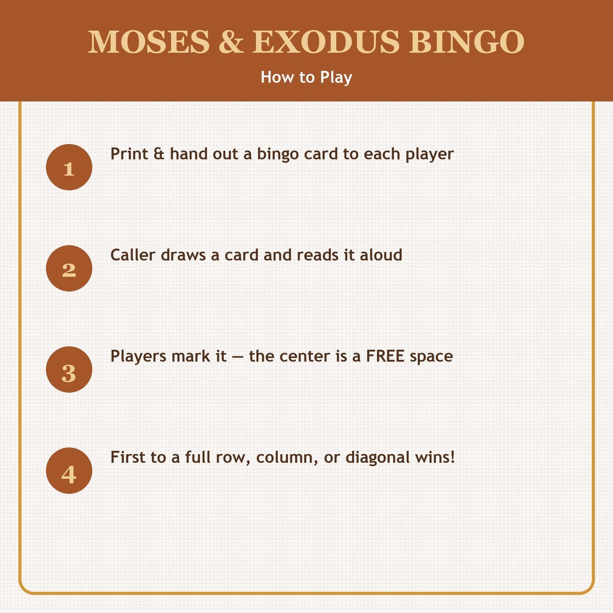 Moses and the Exodus Bingo, 60 Printable Christian Cards, Bible Story Game, Sunday School Activity, Kids Bible Game, Scripture Study — image 3