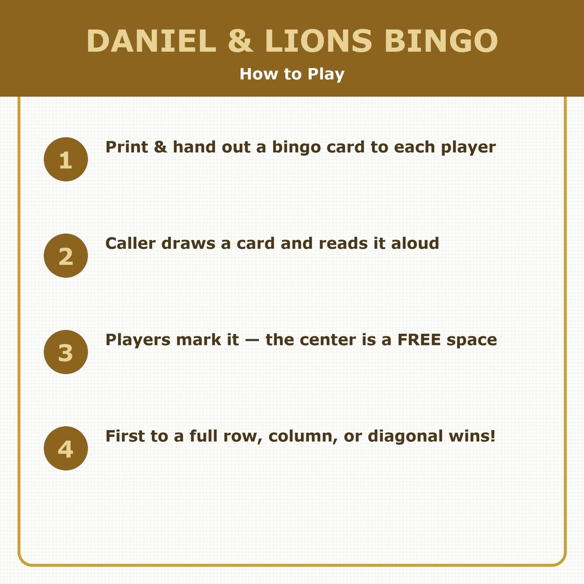 Daniel and the Lions Den Bingo, 60 Printable Christian Cards, Bible Story Game, Sunday School Activity, Kids Bible Game, Scripture — image 3