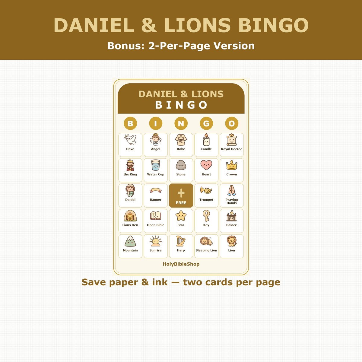 Daniel and the Lions Den Bingo, 60 Printable Christian Cards, Bible Story Game, Sunday School Activity, Kids Bible Game, Scripture — image 6