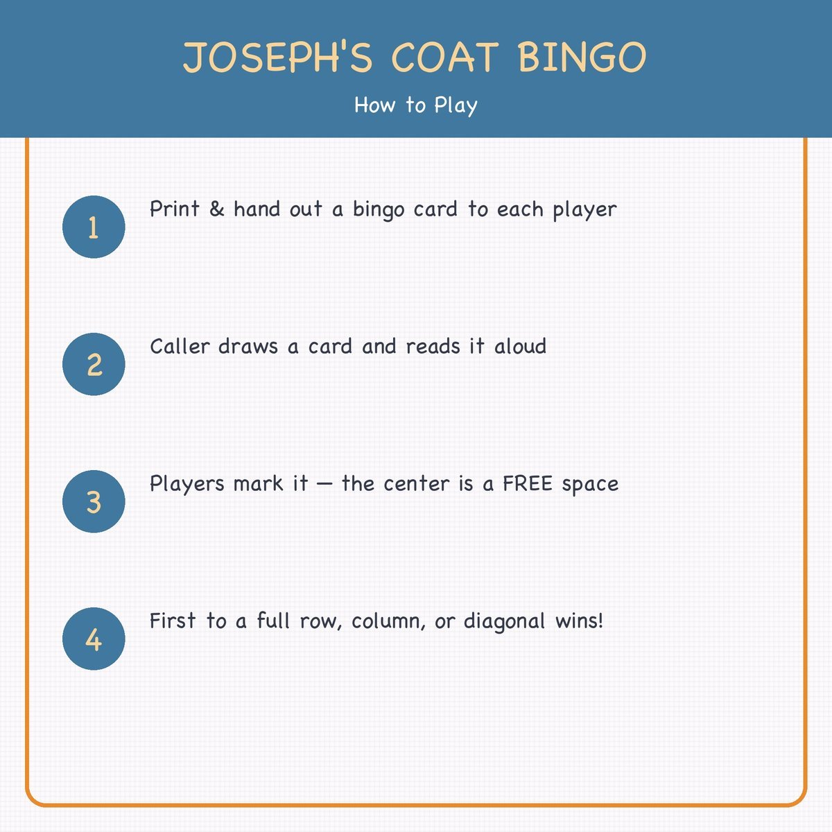 Joseph and His Coat of Many Colors Bingo, 60 Printable Christian Cards, Bible Story Game, Sunday School, Kids Bible Game — image 3