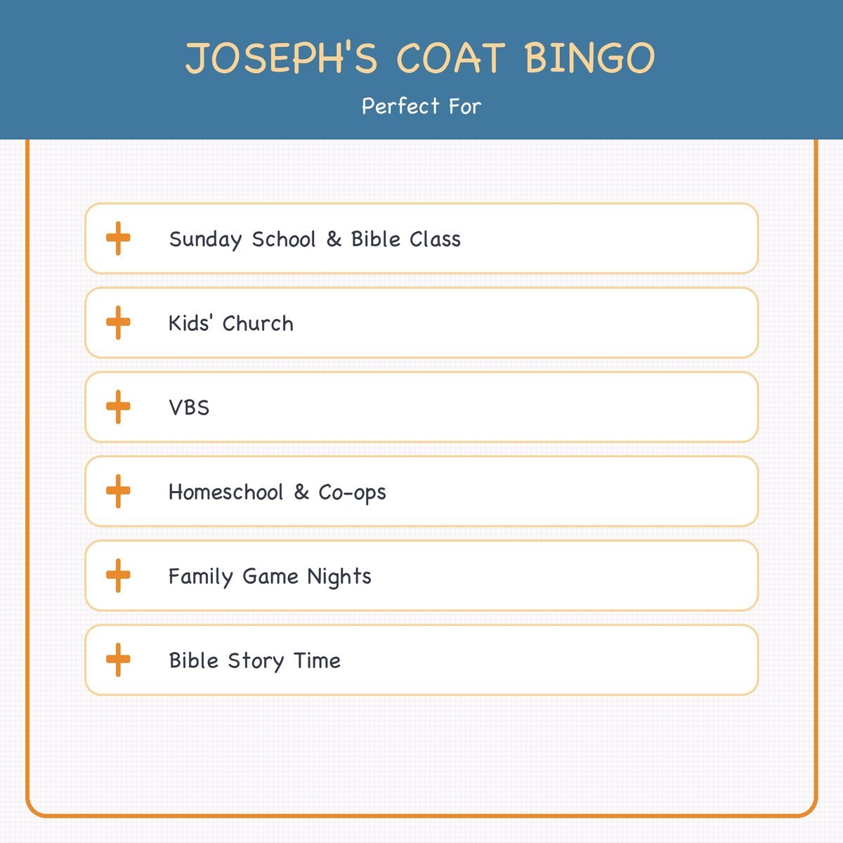 Joseph and His Coat of Many Colors Bingo, 60 Printable Christian Cards, Bible Story Game, Sunday School, Kids Bible Game — image 5