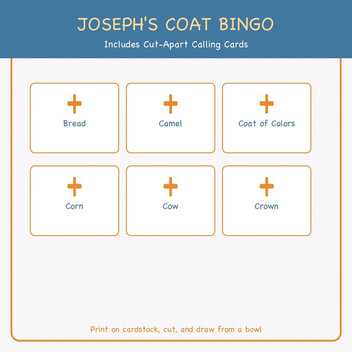 Joseph and His Coat of Many Colors Bingo, 60 Printable Christian Cards, Bible Story Game, Sunday School, Kids Bible Game — image 7