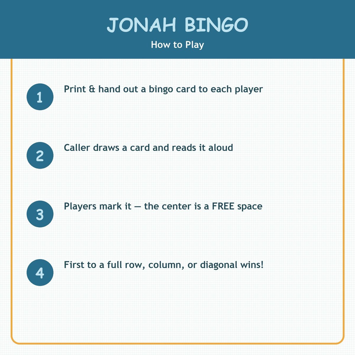 Jonah and the Whale Bingo, 60 Printable Christian Cards, Bible Story Game, Sunday School Activity, Kids Bible Game, Scripture Study — image 3