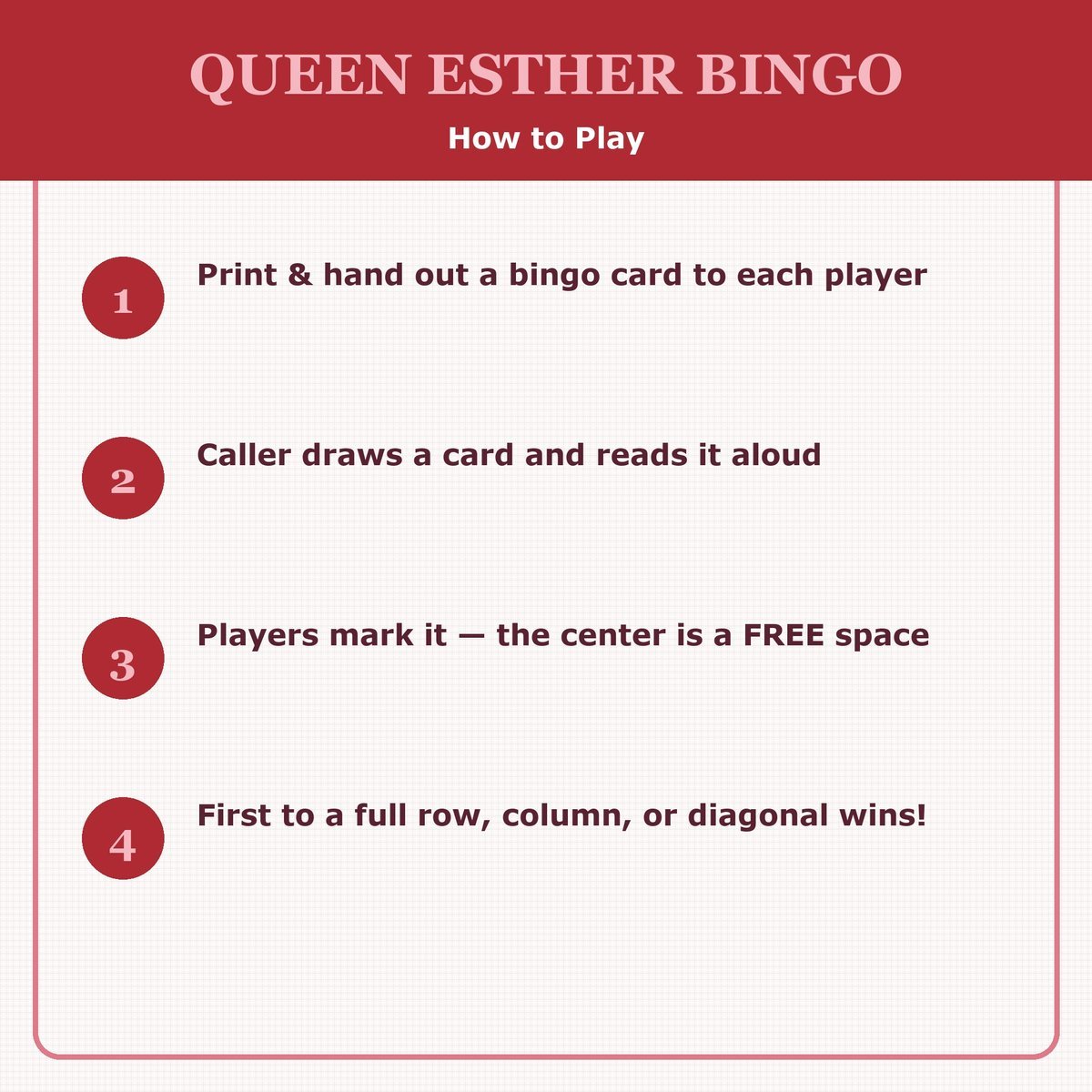 Queen Esther Bingo, 60 Printable Christian Cards, Bible Story Game, Sunday School Activity, Kids Bible Game, Women Bible Study — image 3