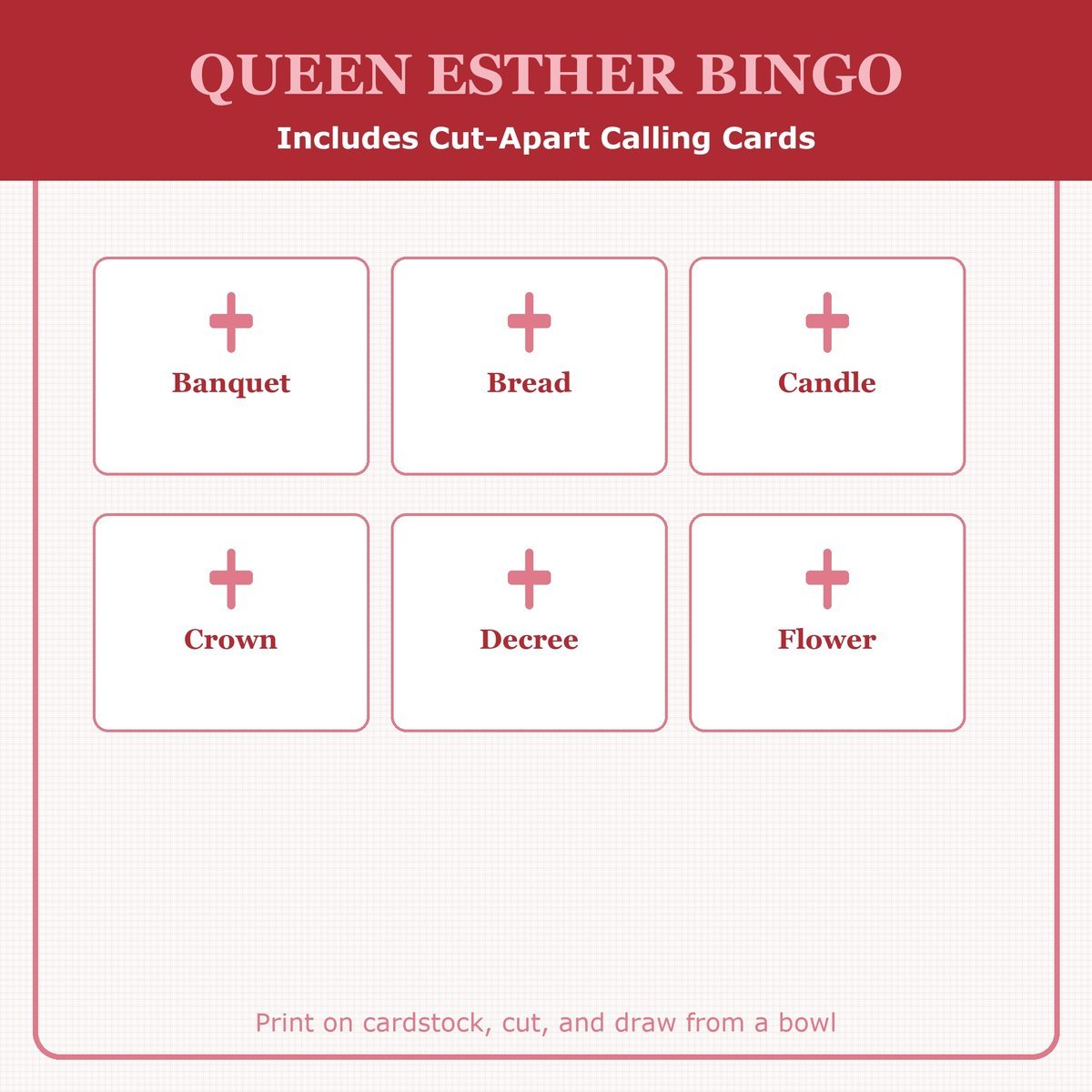 Queen Esther Bingo, 60 Printable Christian Cards, Bible Story Game, Sunday School Activity, Kids Bible Game, Women Bible Study — image 7