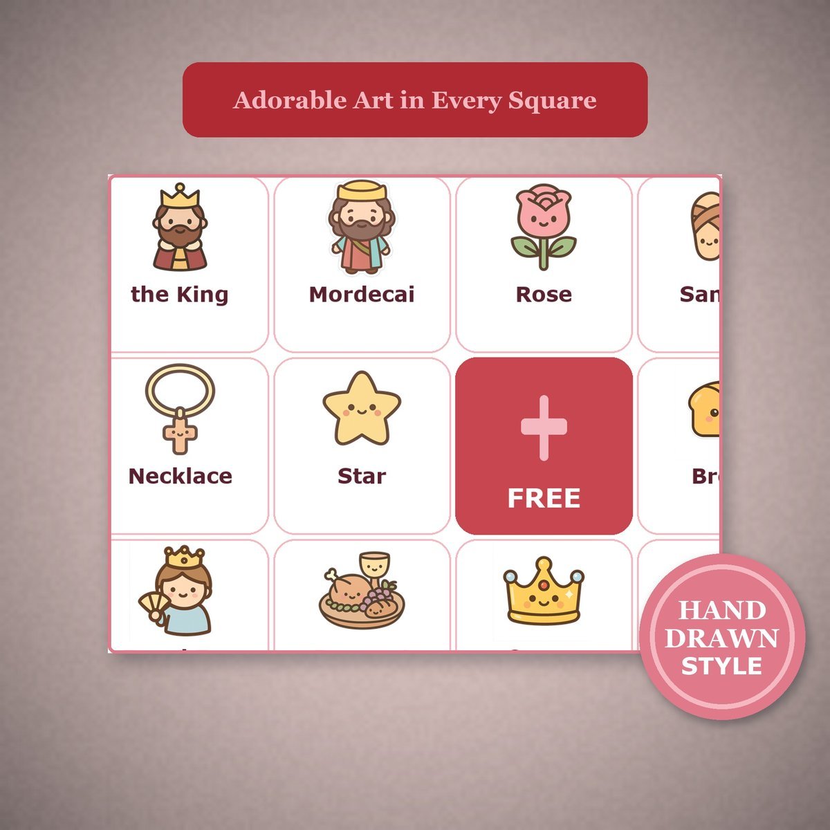 Queen Esther Bingo, 60 Printable Christian Cards, Bible Story Game, Sunday School Activity, Kids Bible Game, Women Bible Study — image 8