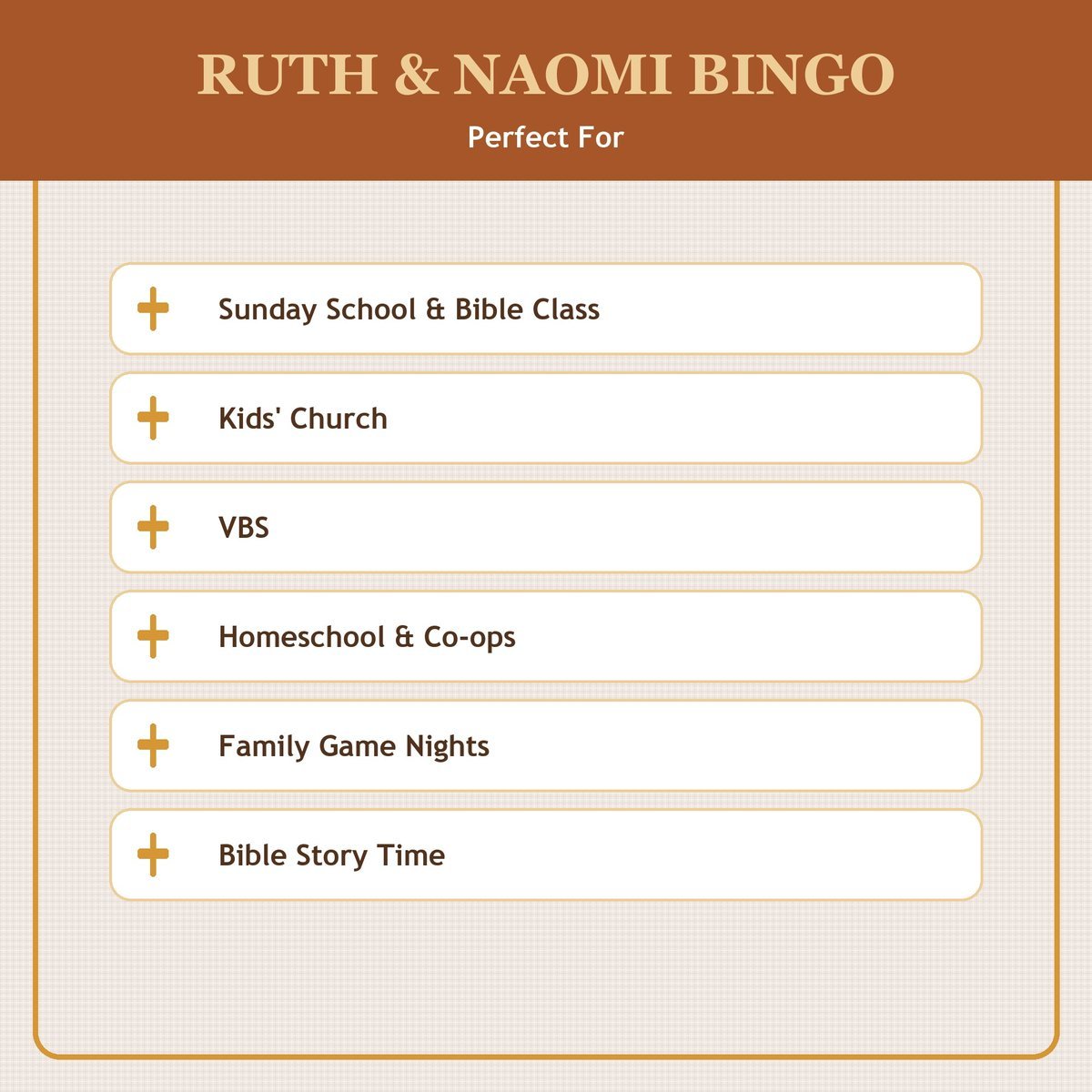 Ruth and Naomi Bingo, 60 Printable Christian Cards, Bible Story Game, Sunday School Activity, Kids Bible Game, Women Bible Study — image 5