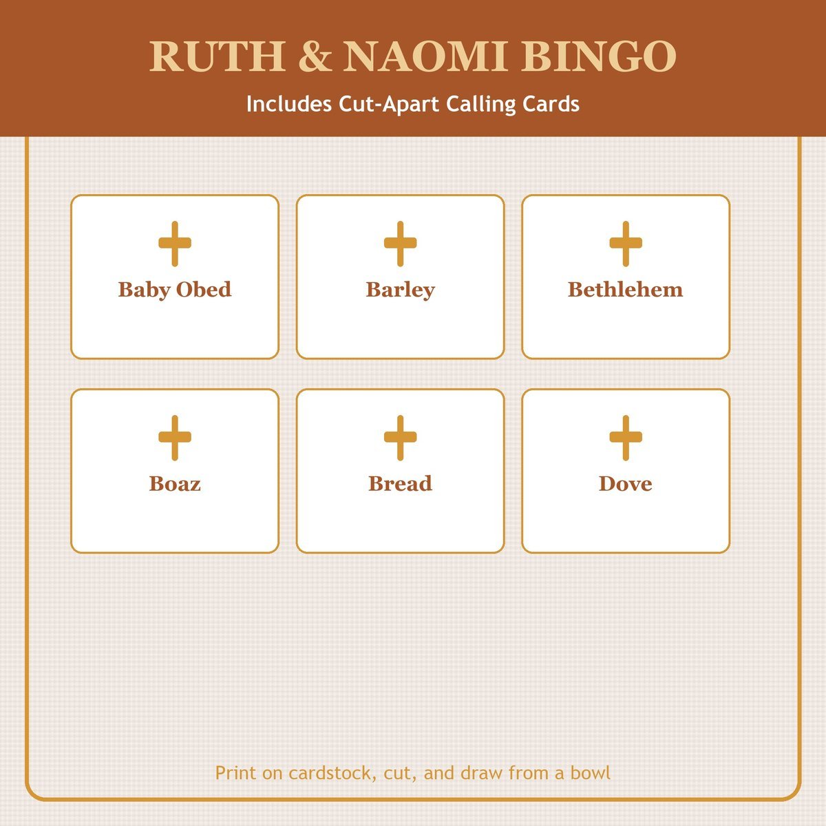 Ruth and Naomi Bingo, 60 Printable Christian Cards, Bible Story Game, Sunday School Activity, Kids Bible Game, Women Bible Study — image 7