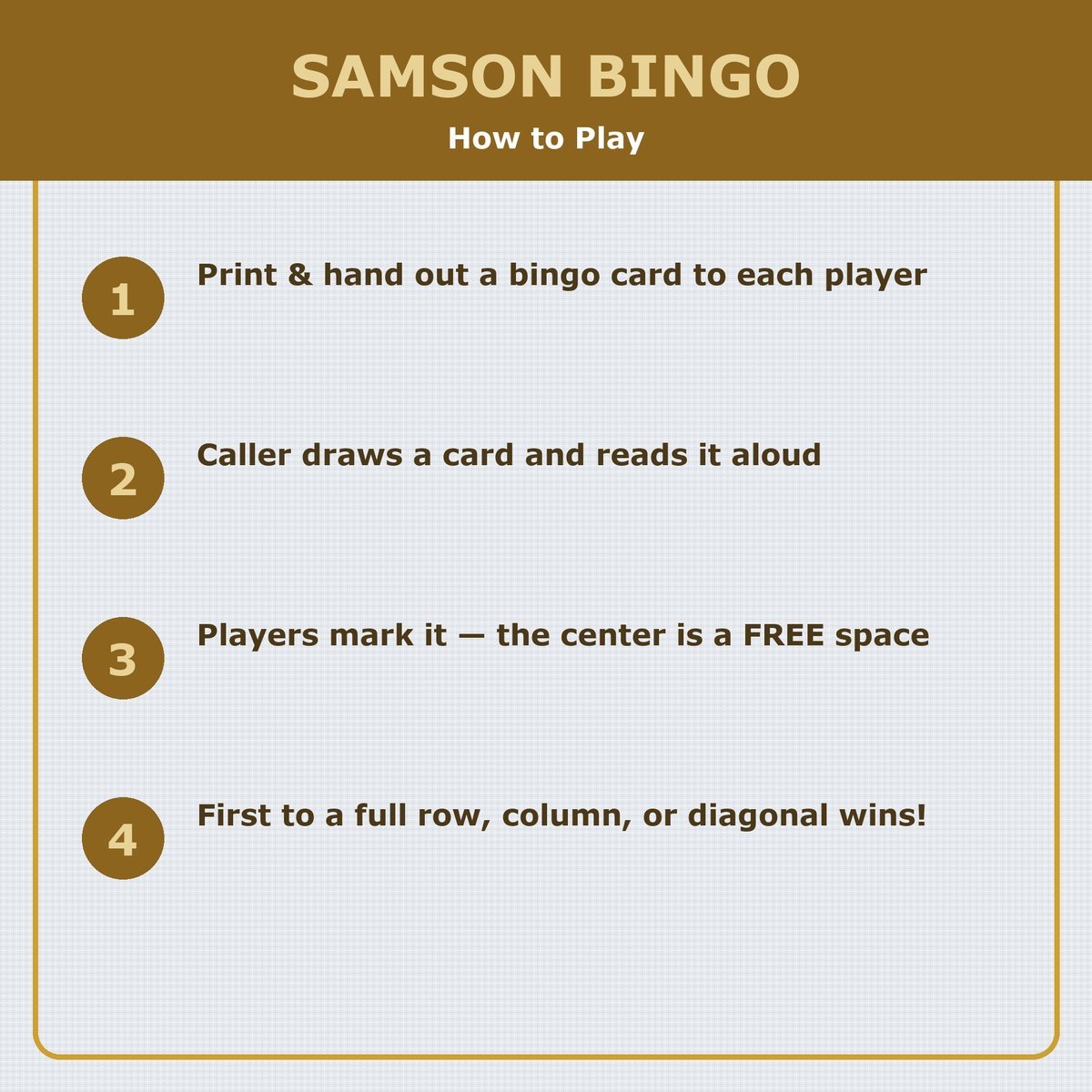 Samson Bingo, 60 Printable Christian Cards, Bible Story Game, Sunday School Activity, Kids Bible Game, Scripture Study — image 3