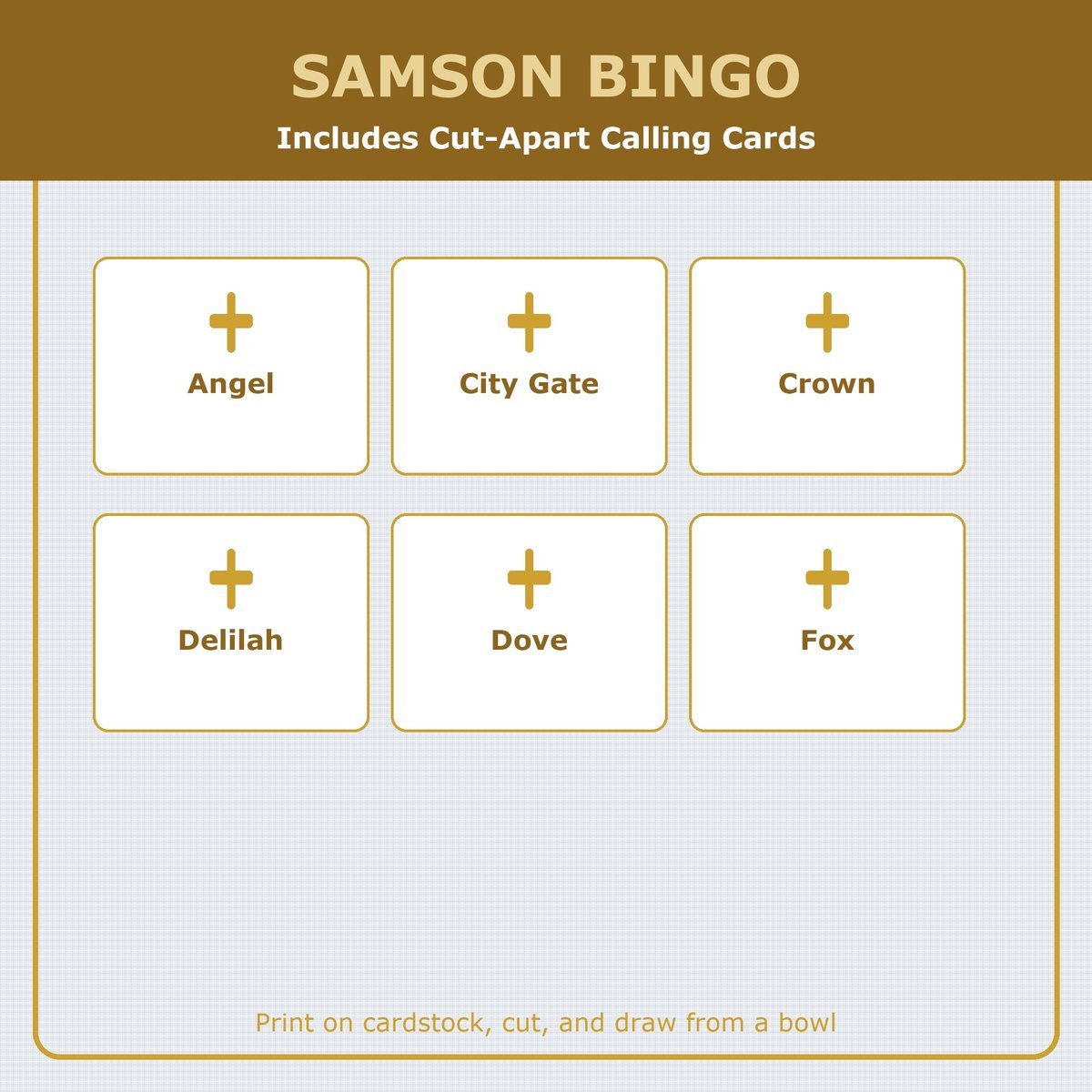 Samson Bingo, 60 Printable Christian Cards, Bible Story Game, Sunday School Activity, Kids Bible Game, Scripture Study — image 7