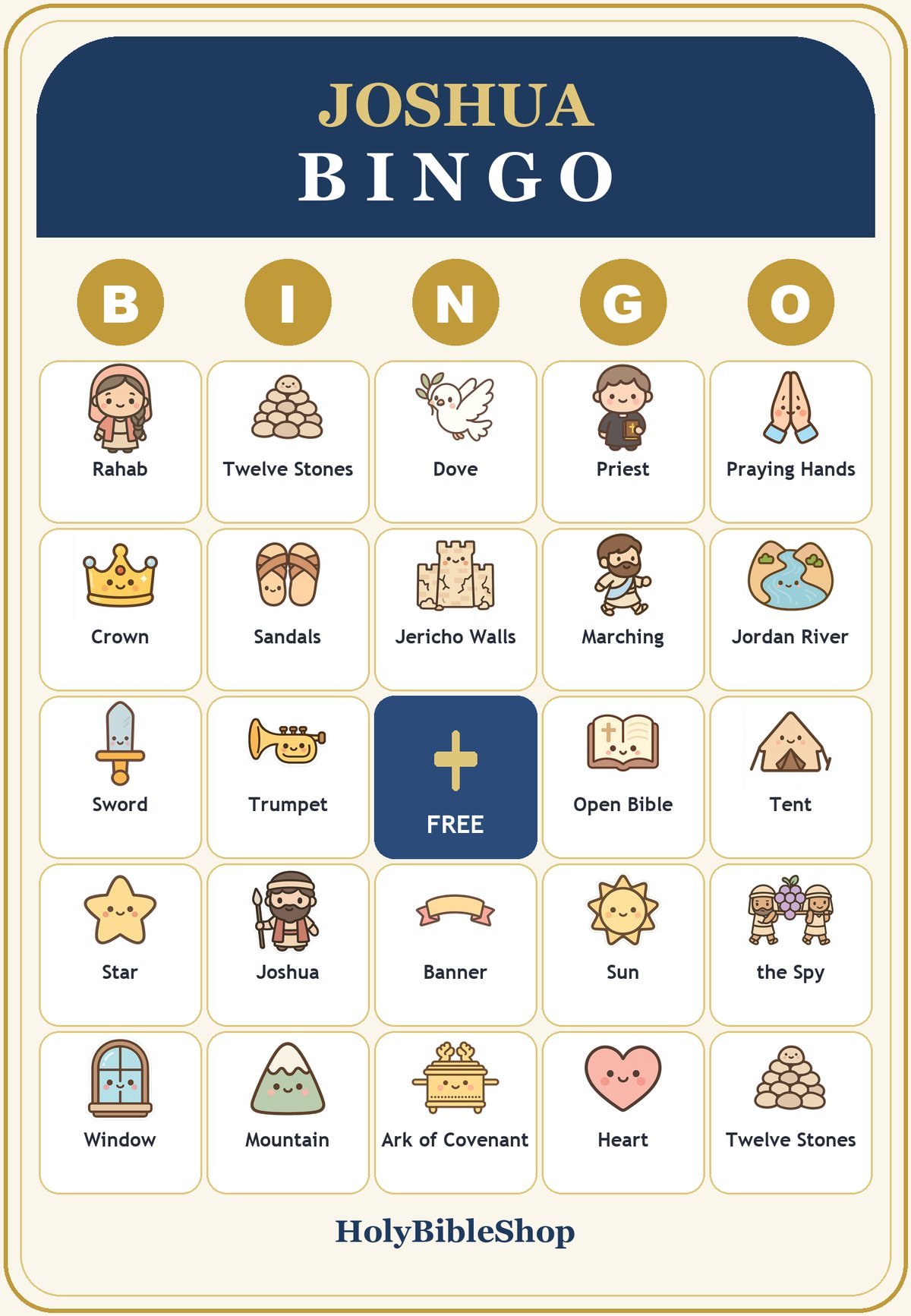 Joshua and the Battle of Jericho Bingo, 60 Printable Christian Cards, Bible Story Game, Sunday School, Kids Bible Game