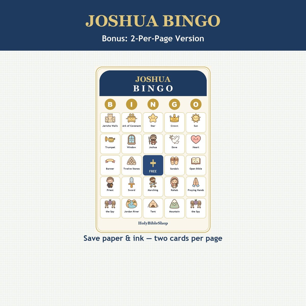 Joshua and the Battle of Jericho Bingo, 60 Printable Christian Cards, Bible Story Game, Sunday School, Kids Bible Game — image 6