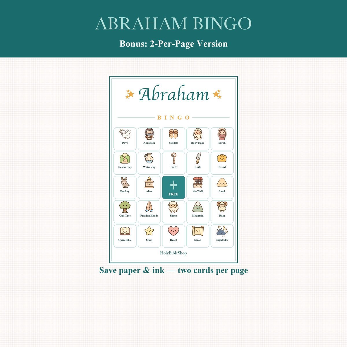 Abraham Bingo, 60 Printable Christian Cards, Bible Story Game, Sunday School Activity, Kids Bible Game, Scripture Study — image 6