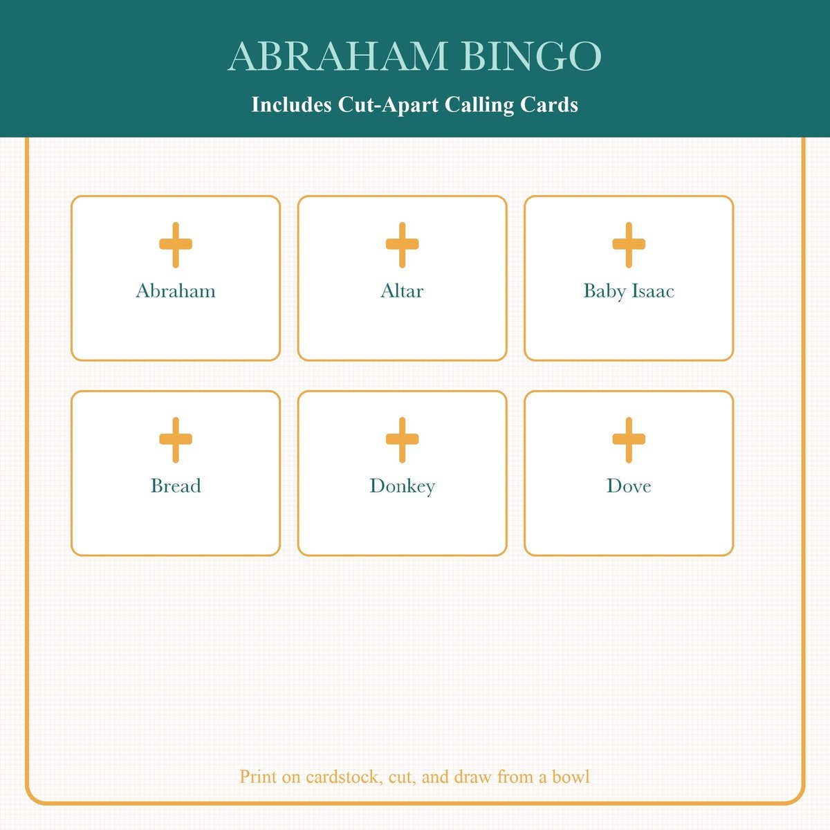 Abraham Bingo, 60 Printable Christian Cards, Bible Story Game, Sunday School Activity, Kids Bible Game, Scripture Study — image 7