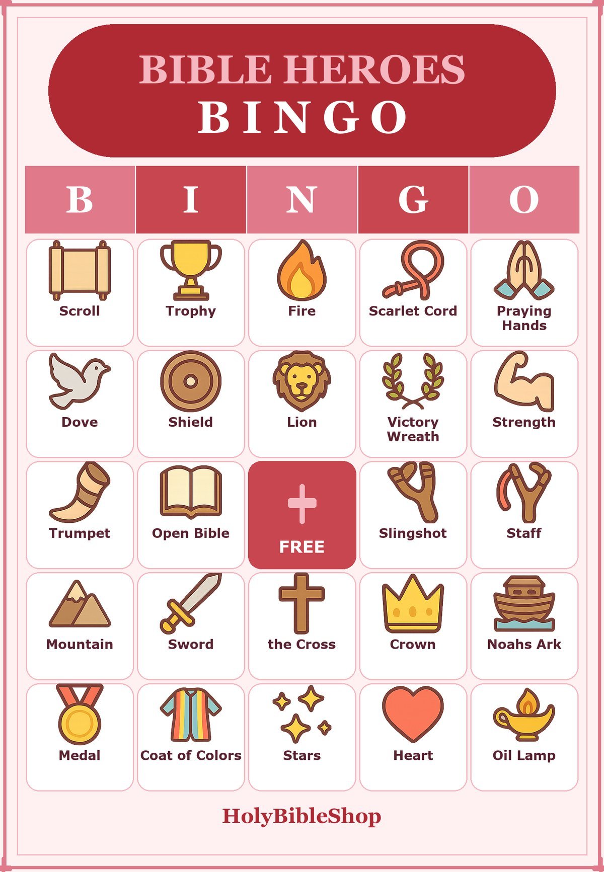 Bible Heroes Bingo, 60 Printable Christian Cards, Heroes of Faith Game, Sunday School Activity, Kids Bible Game, Hebrews 11