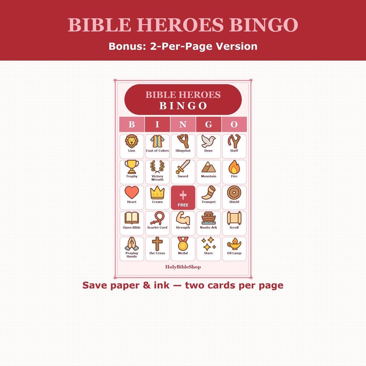 Bible Heroes Bingo, 60 Printable Christian Cards, Heroes of Faith Game, Sunday School Activity, Kids Bible Game, Hebrews 11 — image 6