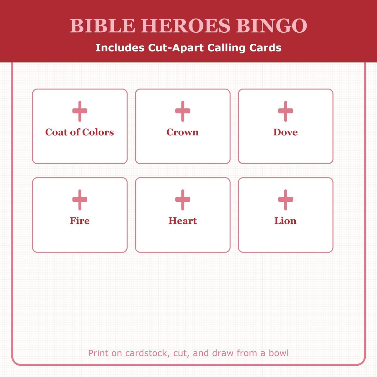 Bible Heroes Bingo, 60 Printable Christian Cards, Heroes of Faith Game, Sunday School Activity, Kids Bible Game, Hebrews 11 — image 7