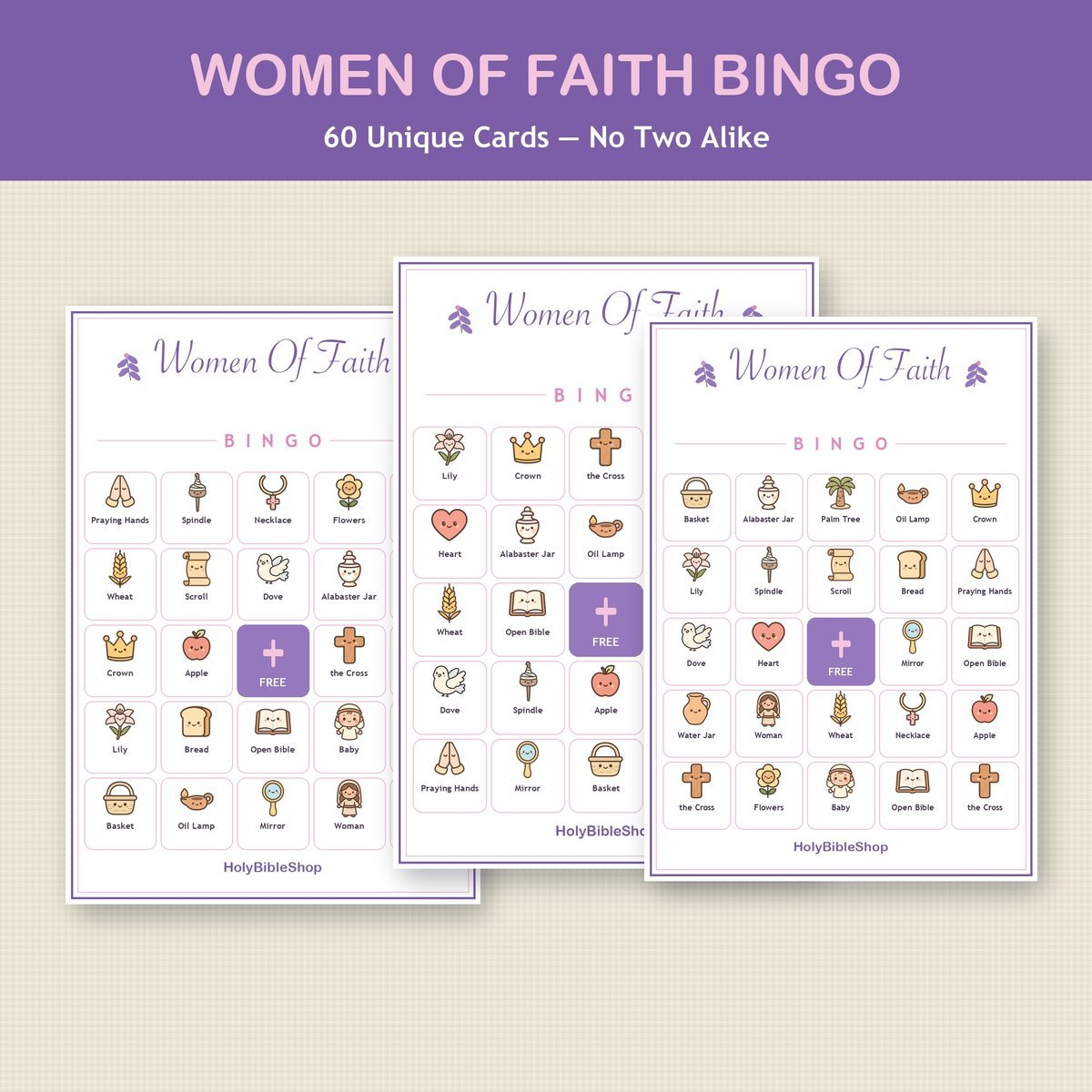 Ladies Bible Study Bingo, 60 Printable Bingo Cards, Christian Ladies Bible Study Game, Sunday School & Church Activity, Instant Download — image 4