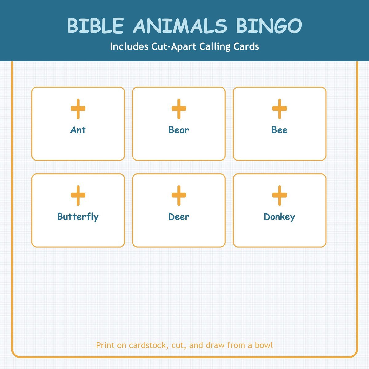 Bible Animals Bingo, 60 Printable Christian Cards, Bible Story Game, Sunday School Activity, Kids Bible Game, Noahs Ark Animals — image 7