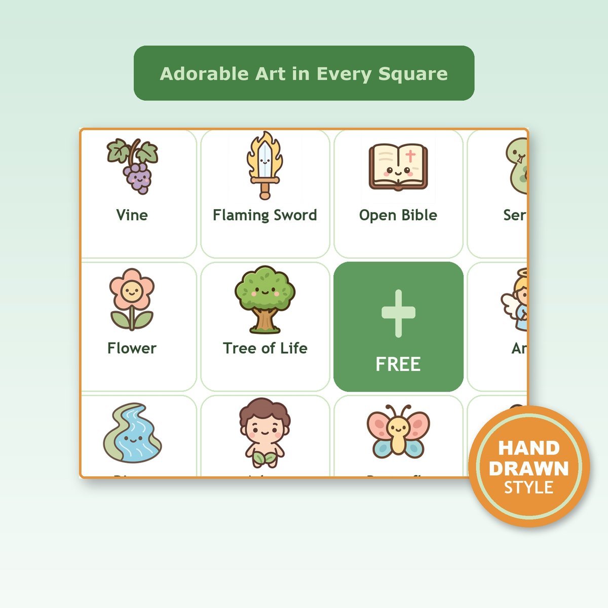Garden of Eden Bingo, 60 Printable Christian Cards, Adam and Eve Game, Creation Bible Story, Sunday School, Kids Bible Game — image 8