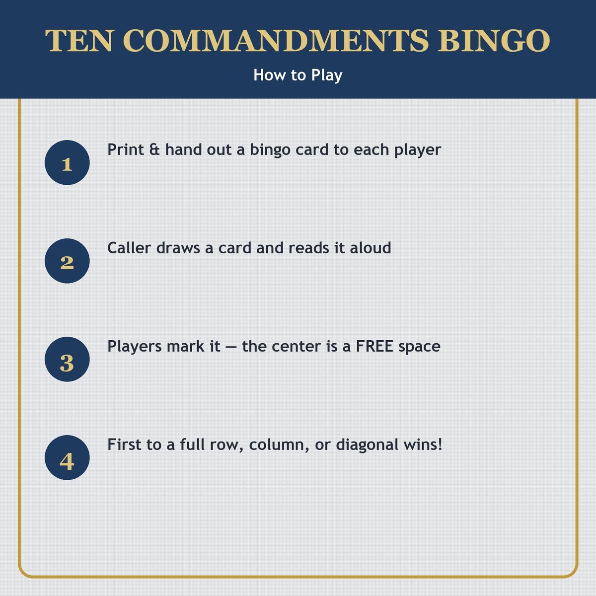 Ten Commandments Bingo, 60 Printable Christian Cards, Bible Story Game, Sunday School Activity, Kids Bible Game, Moses Bible Game — image 3