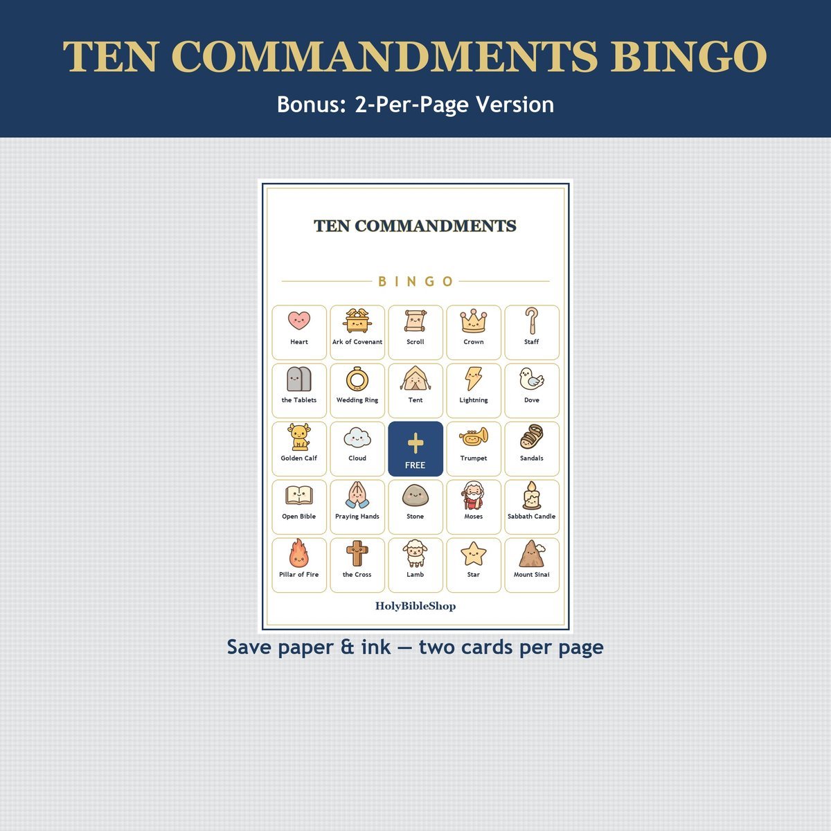 Ten Commandments Bingo, 60 Printable Christian Cards, Bible Story Game, Sunday School Activity, Kids Bible Game, Moses Bible Game — image 6