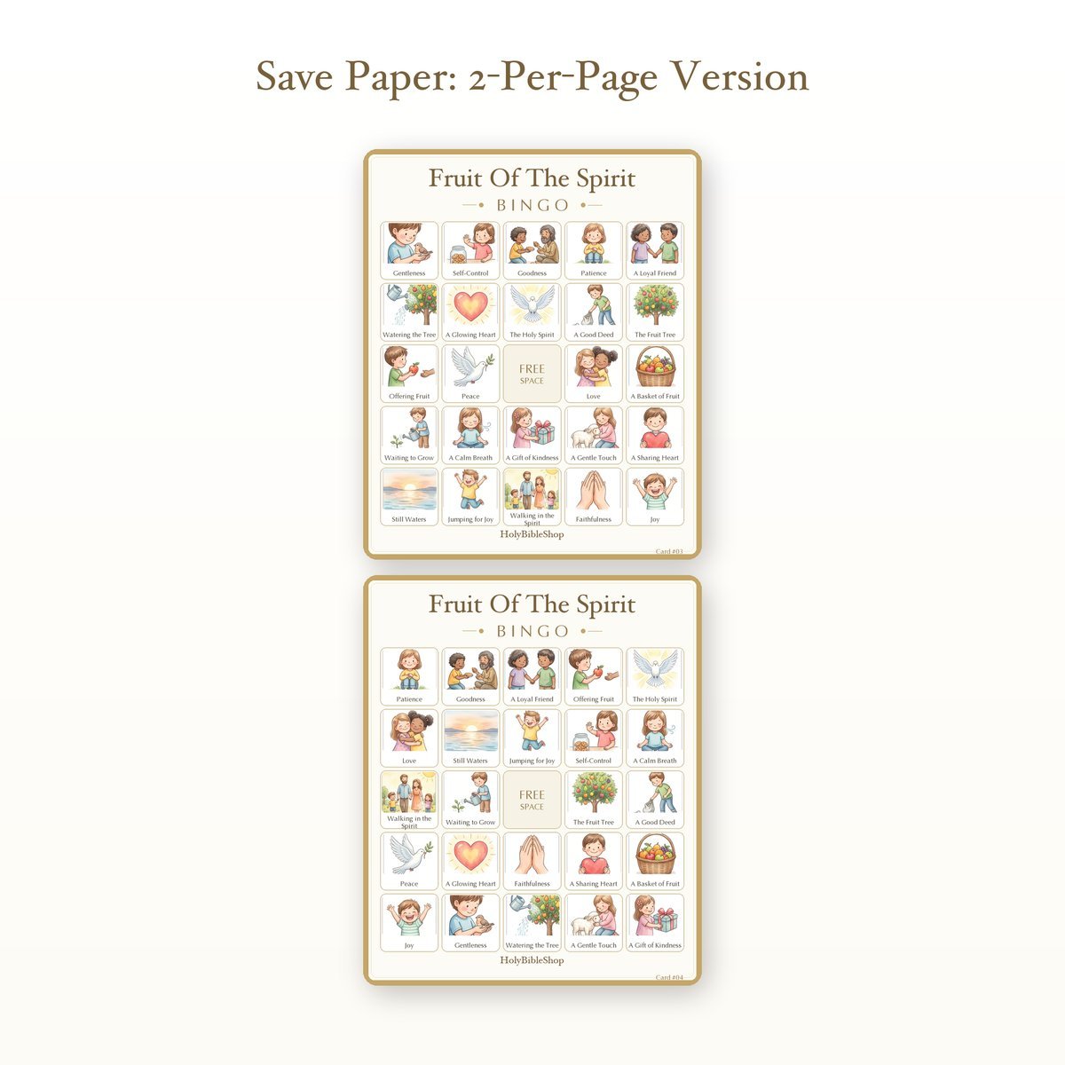 Fruit Of The Spirit Bingo | Printable Bible Bingo Game for Kids | 60 Cards Sunday School VBS Christian Watercolor PDF — image 6