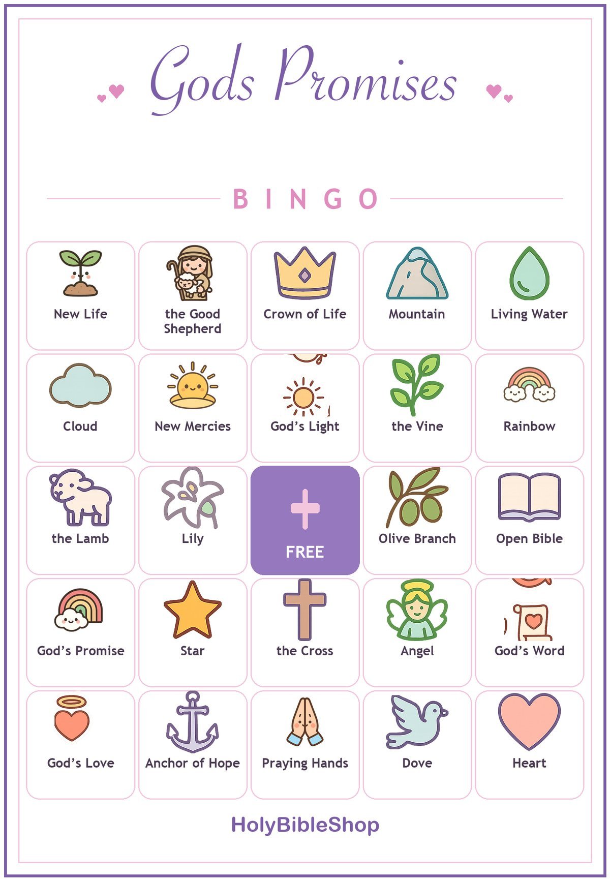 God's Promises Bingo, 60 Printable Christian Cards, Bible Promise Game, Scripture Memory, Sunday School, Ladies Bible Study