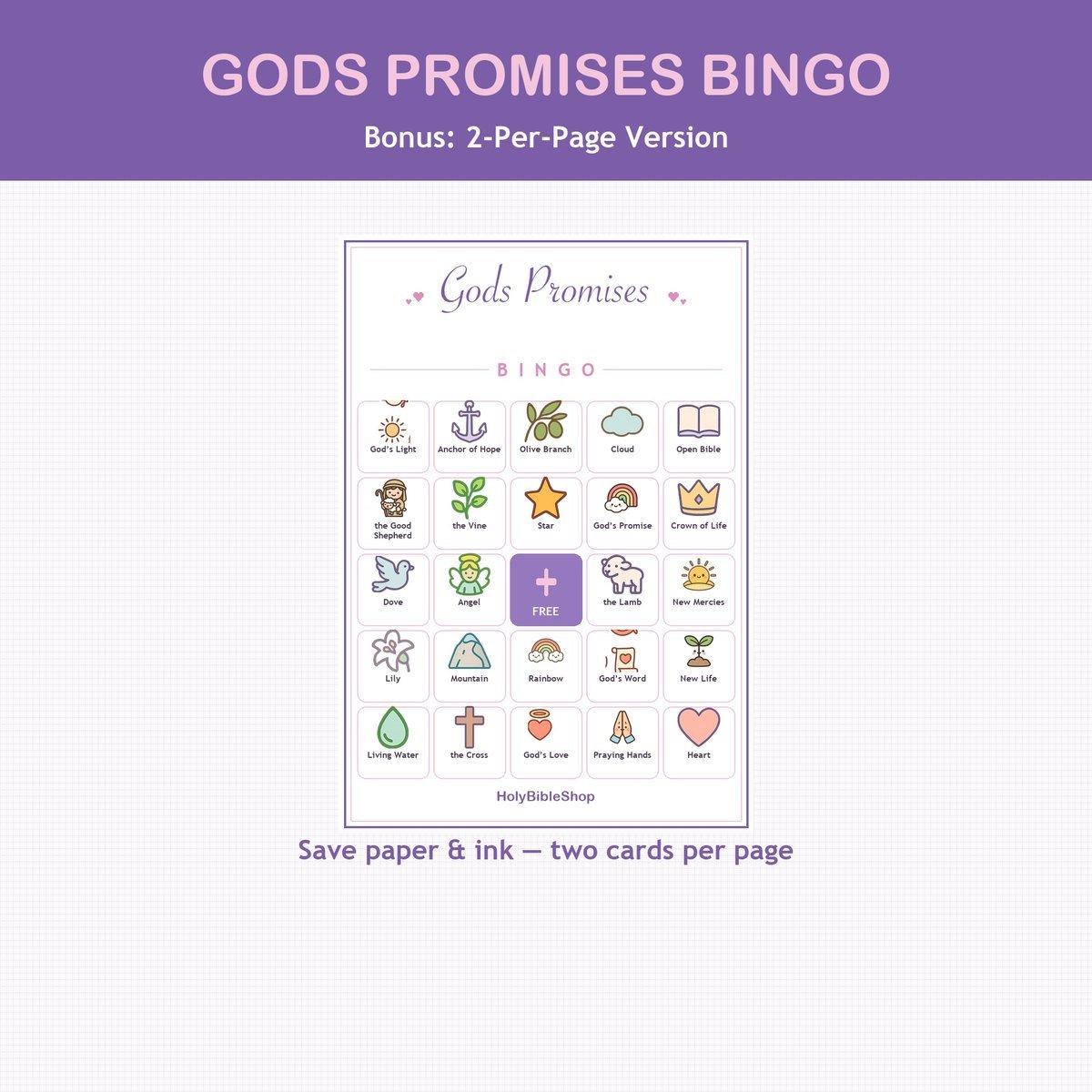 God's Promises Bingo, 60 Printable Christian Cards, Bible Promise Game, Scripture Memory, Sunday School, Ladies Bible Study — image 6