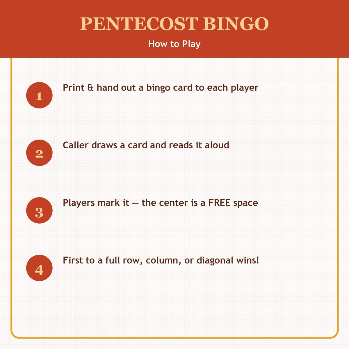Pentecost Bingo, 60 Printable Christian Cards, Holy Spirit Bible Game, Sunday School Activity, Kids Bible Game, Acts 2 — image 3