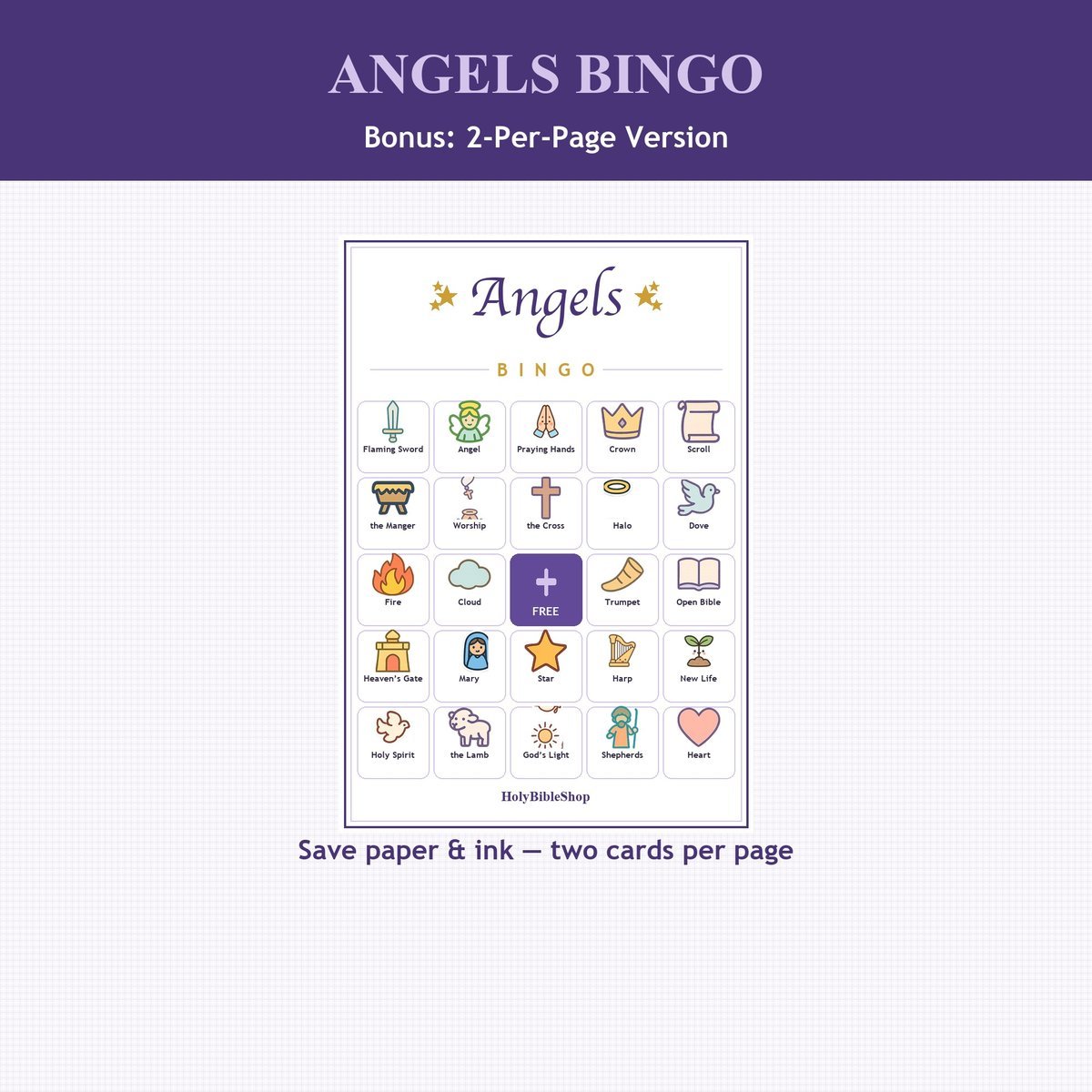 Angels Bingo, 60 Printable Christian Cards, Bible Angels Game, Sunday School Activity, Kids Bible Game, Heavenly Hosts — image 6