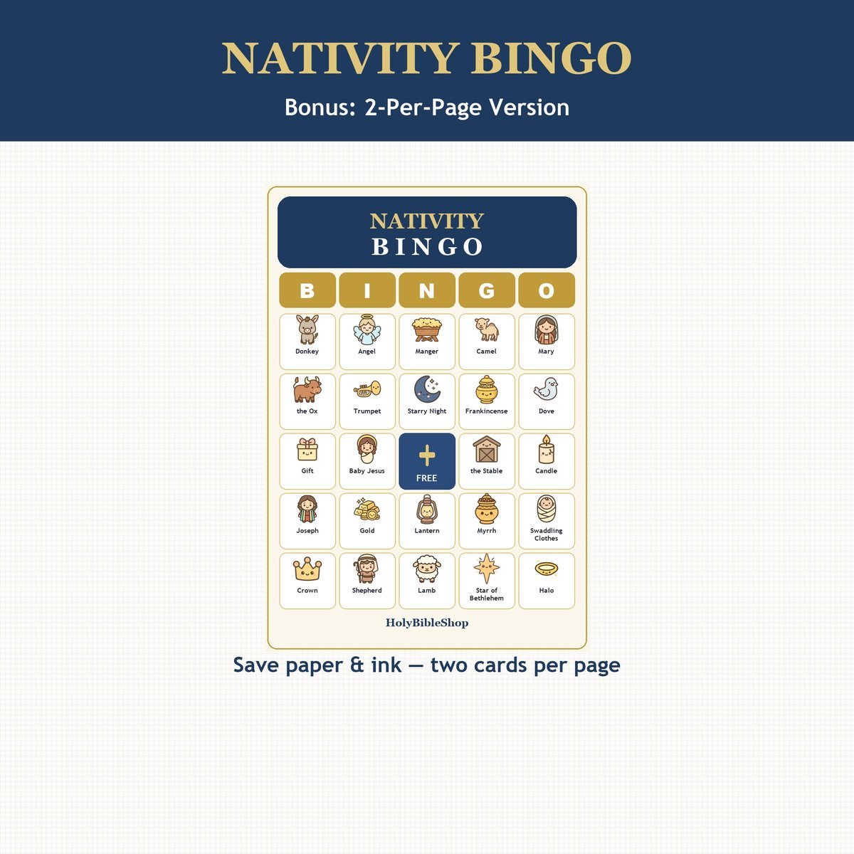 Nativity Bingo, 60 Printable Christmas Cards, Sunday School Christmas Game, Bible Activity for Kids, Church Christmas Game, Advent Kids Game — image 6
