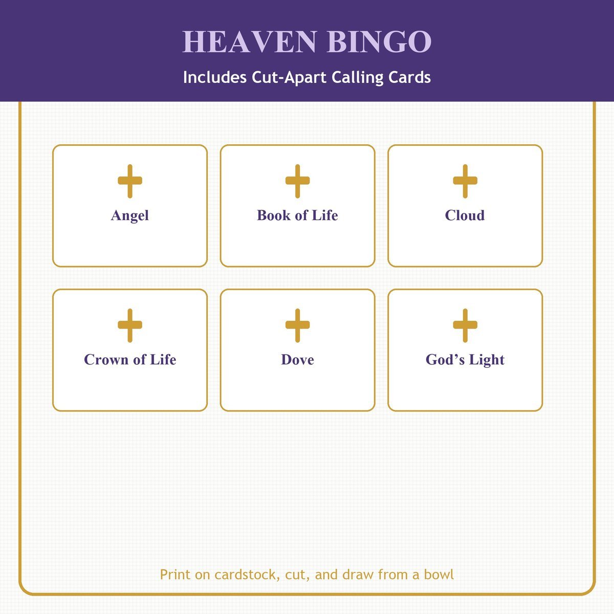 Heaven Bingo, 60 Printable Christian Cards, Bible Heaven Game, Sunday School Activity, Kids Bible Game, Streets of Gold — image 7