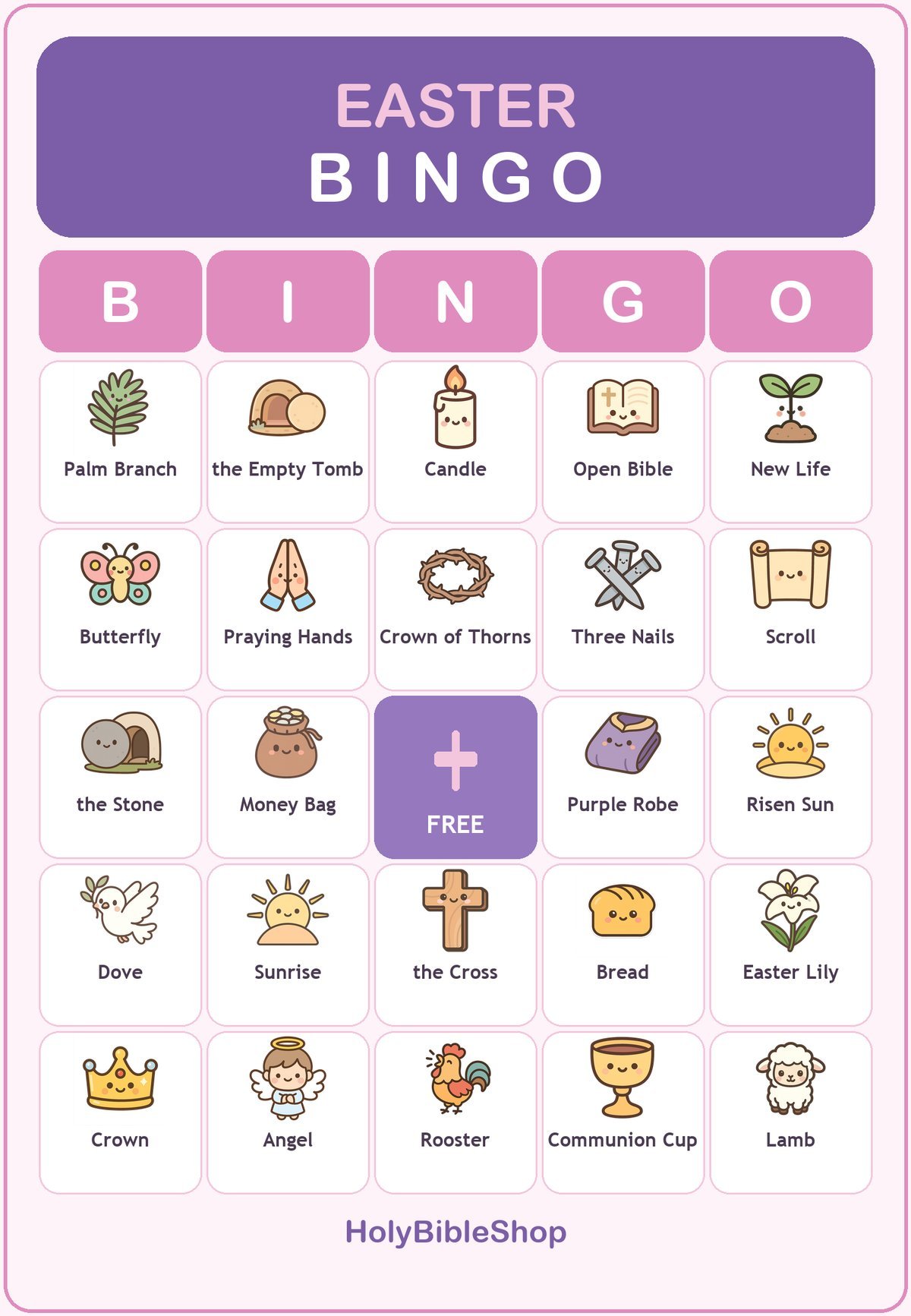 Easter Bingo, 60 Printable Resurrection Cards, Sunday School Easter Game, Bible Activity for Kids, Church Easter Game, Christian Easter Kids
