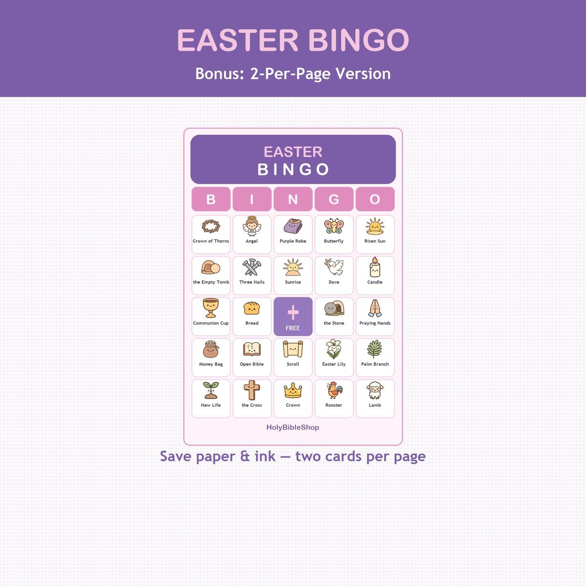 Easter Bingo, 60 Printable Resurrection Cards, Sunday School Easter Game, Bible Activity for Kids, Church Easter Game, Christian Easter Kids — image 6