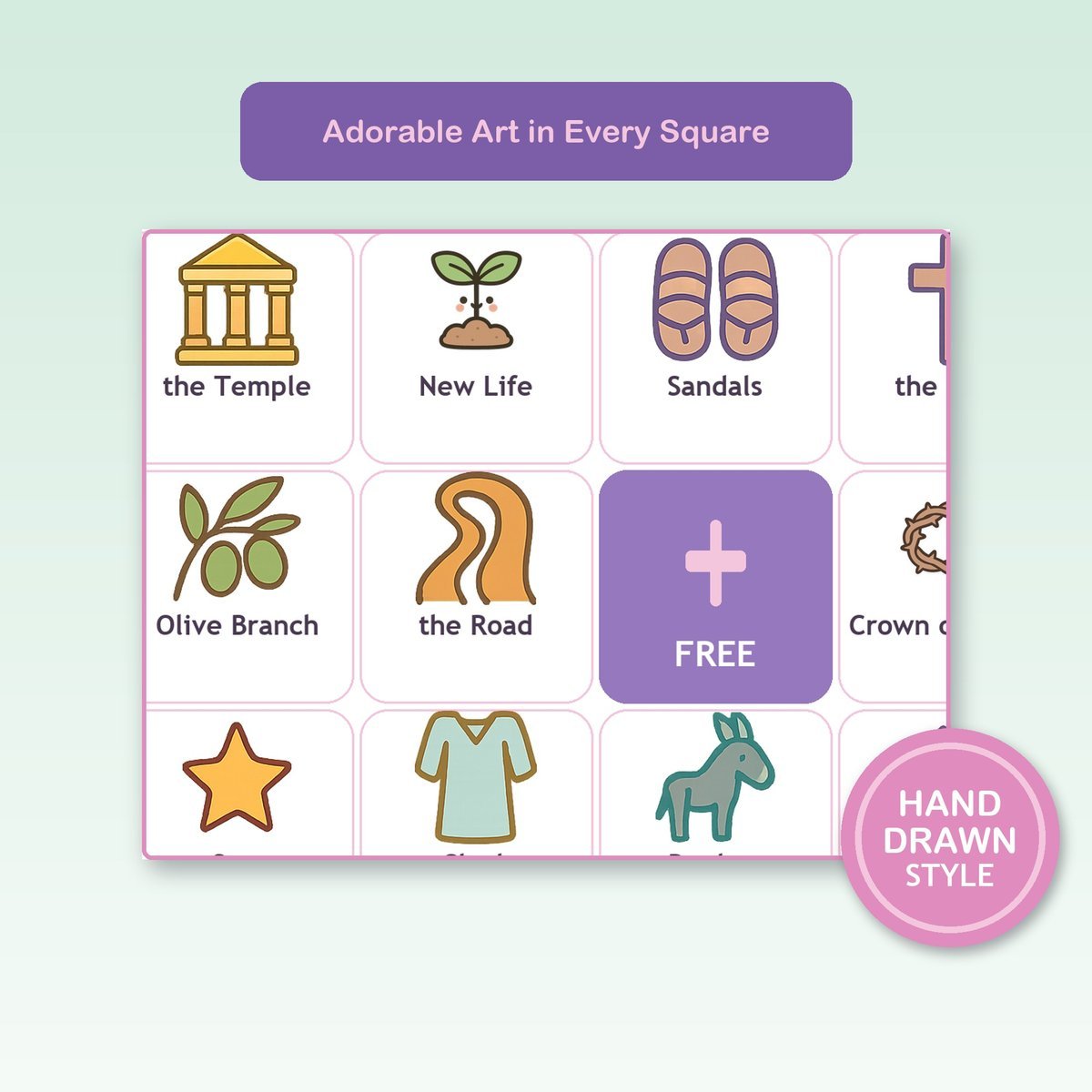 Palm Sunday Bingo, 60 Printable Christian Cards, Holy Week Bible Game, Sunday School Activity, Kids Bible Game, Easter — image 8