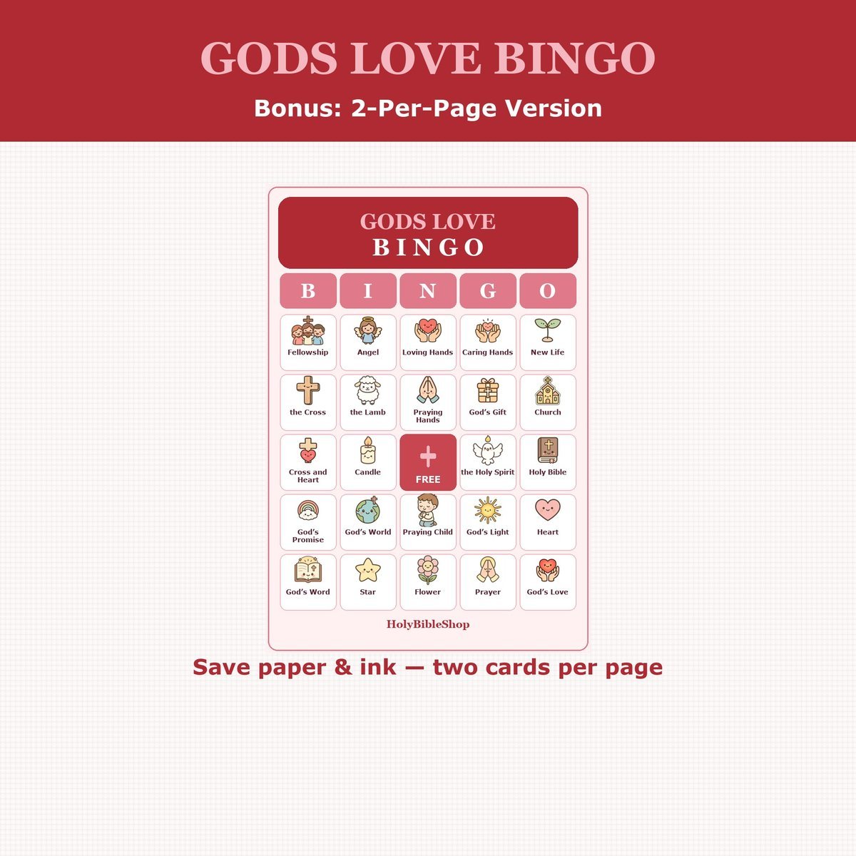 God's Love Bingo, 60 Printable Christian Valentine Cards, Sunday School Valentine Game, Bible Activity for Kids, Church Valentine Kids Game — image 6