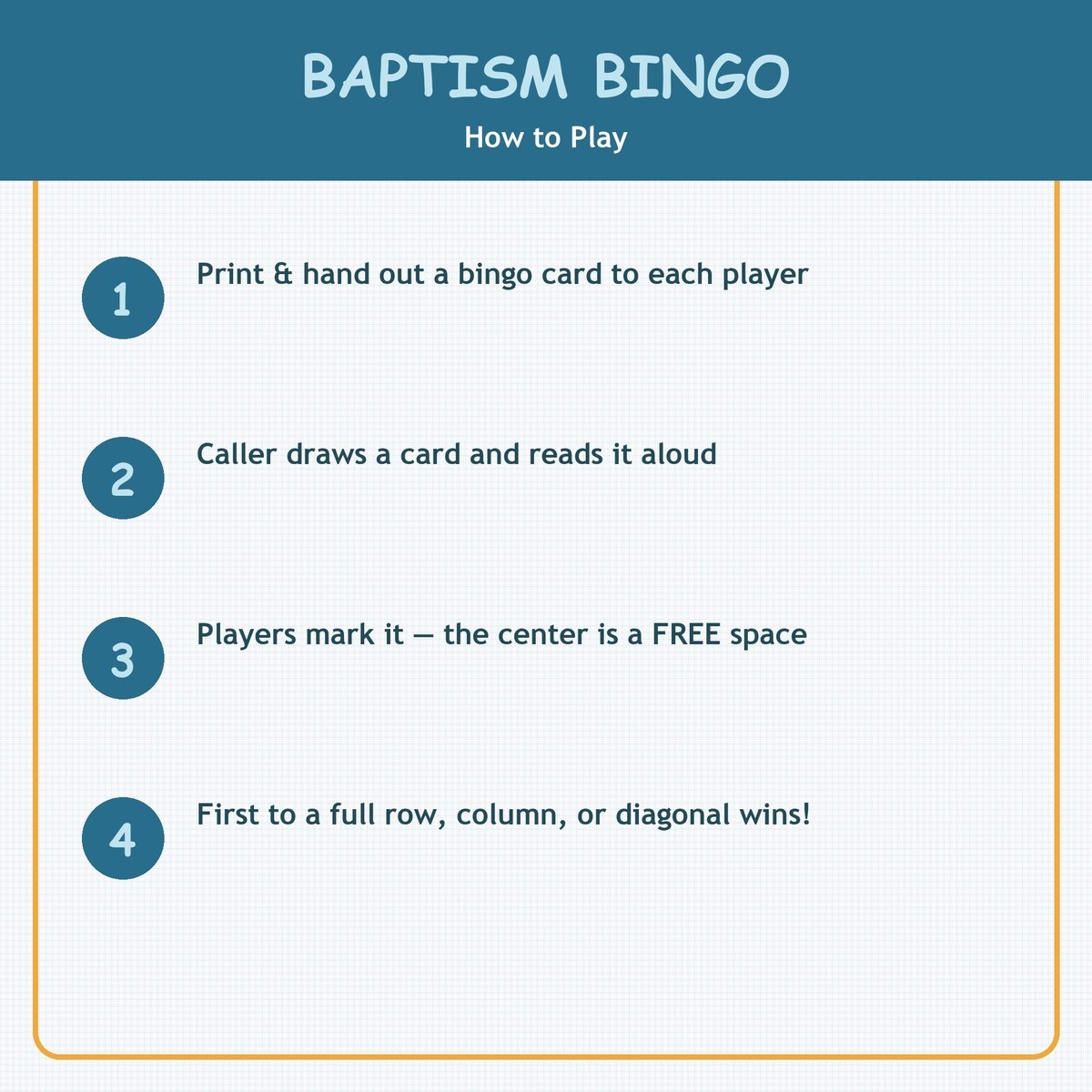 Baptism Bingo, 60 Printable Christian Cards, Bible Baptism Game, Sunday School Activity, Kids Bible Game, Jesus Baptized — image 3