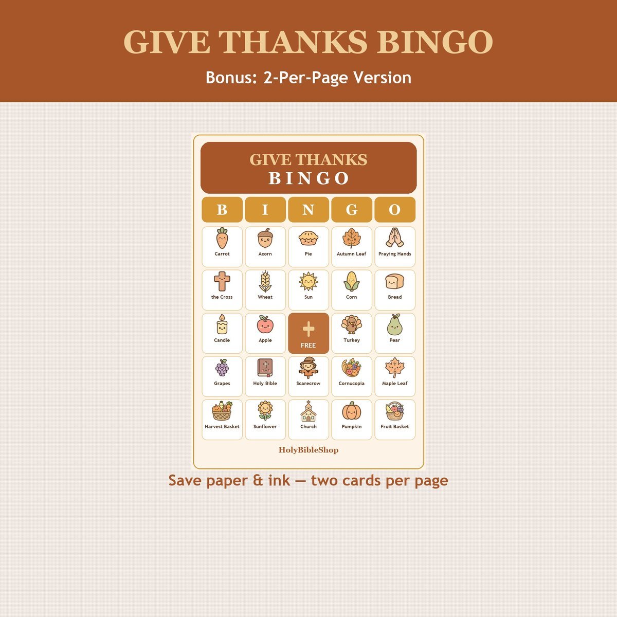 Give Thanks Bingo, 60 Printable Bingo Cards, Thanksgiving Bingo, Thanksgiving Game, Christian Give Thanks Game, Instant Download — image 6